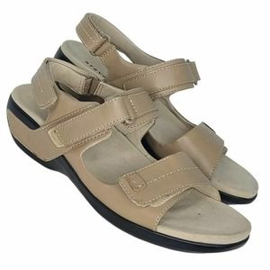 Aravon by New Balance Sandals Taupe Katy Sandals 8 Beige Tan Leather Comfort